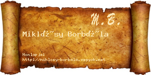 Miklósy Borbála névjegykártya